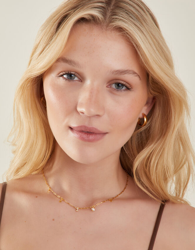 14ct Gold-Plated Initial Charm Necklace, Gold (GOLD), large