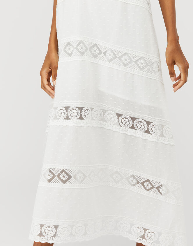 Lace Insert Maxi Dress, White (WHITE), large