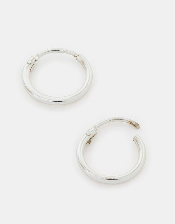 Sterling Silver Simple Huggie Hoops, , large
