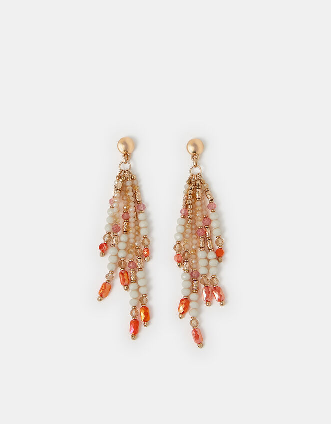 Beaded Facet Long Drop Earrings, , large