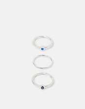 3-Pack Sterling Silver-Plated Mixed Stone Rings, Silver (ST SILVER), large