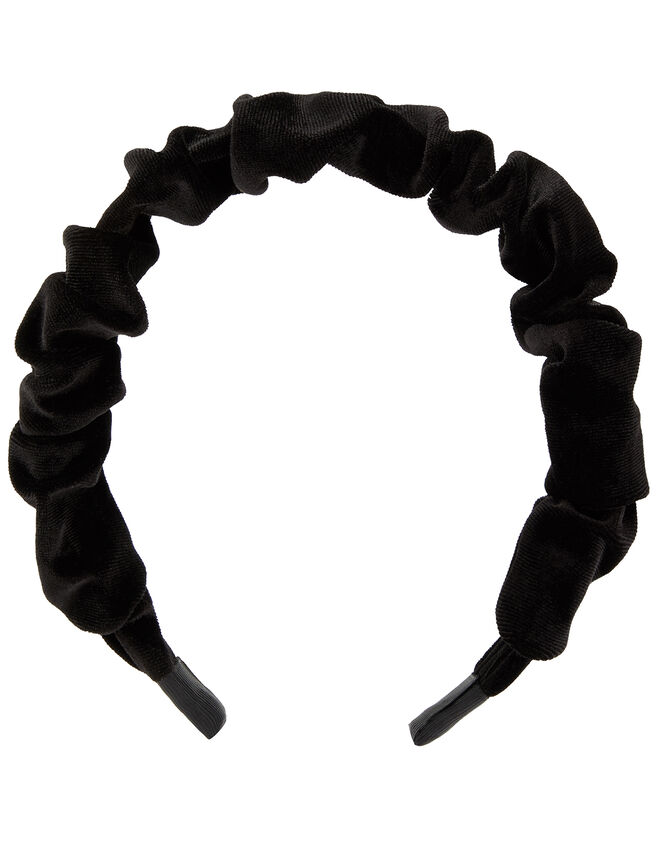 Ruched Velvet Headband, Black (BLACK), large