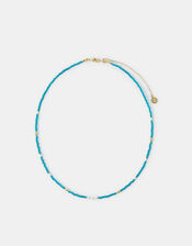 14ct Gold-Plated Beaded Pearl Necklace, Teal (TEAL), large
