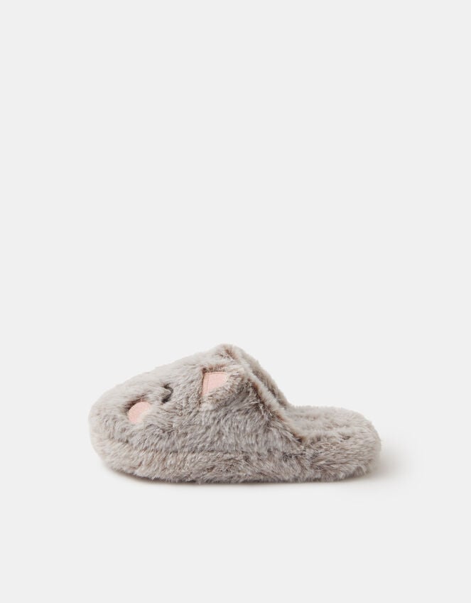 Girls Fluffy Cat Slippers, Natural (NATURAL), large