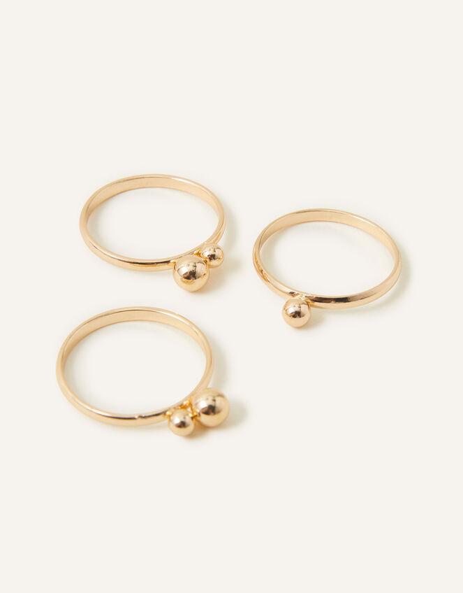 Beaded Rings Set of Three, Gold (GOLD), large