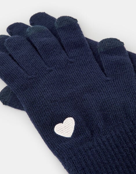 Plain Heart Touch Screen Gloves, , large