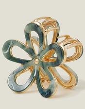Marble Metal Flower Claw Clip Green, , large