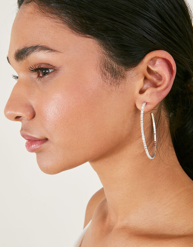 Thin Crystal Hoops, , large