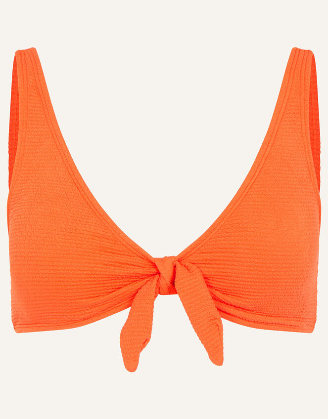 Crinkle Bunny Tie Bikini Top, Orange (ORANGE), large