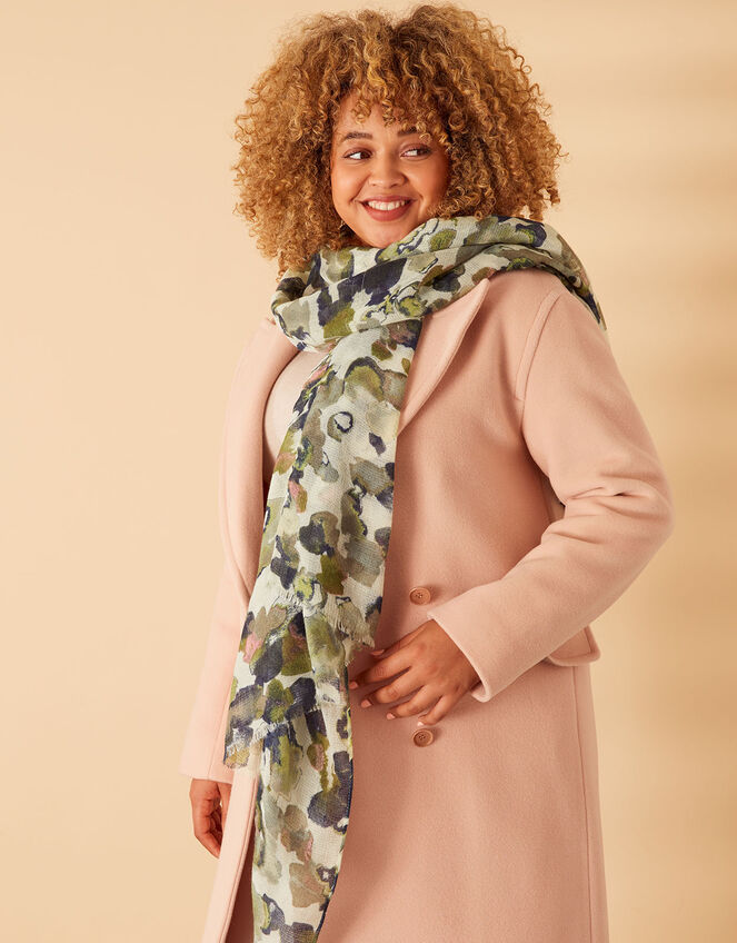 Waterlilly Print Scarf, Green (GREEN), large
