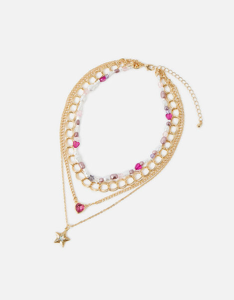 90s Flashback Beads and Stars Multirow Necklace, , large