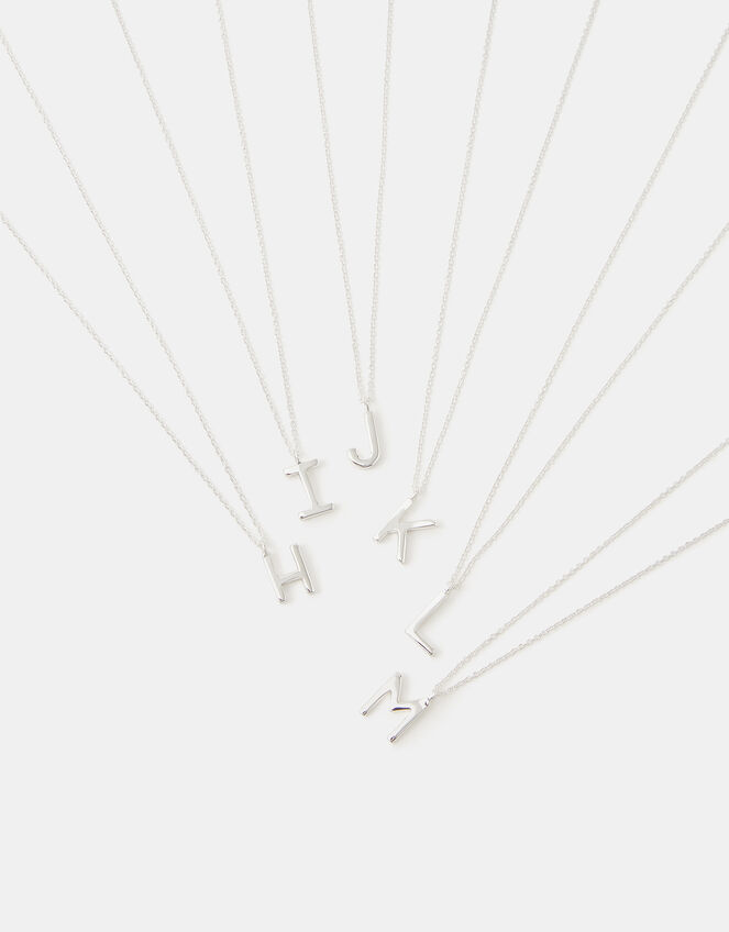 Sterling Silver Initial Pendant Necklace, Silver (ST SILVER), large