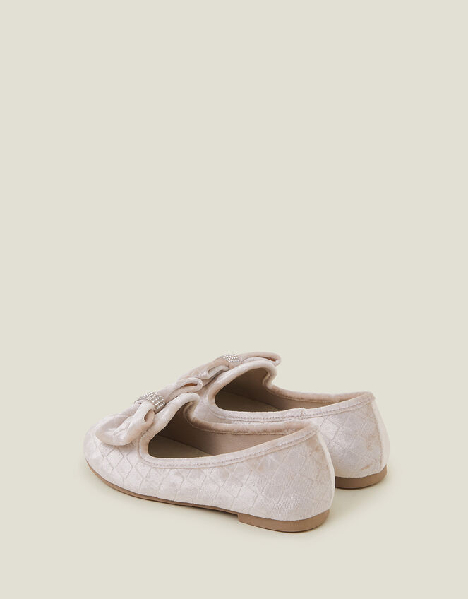 Velvet Bow Ballerina Flats, Natural (CHAMPAGNE), large