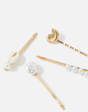Shell and Pearl Hair Slide Set, , large
