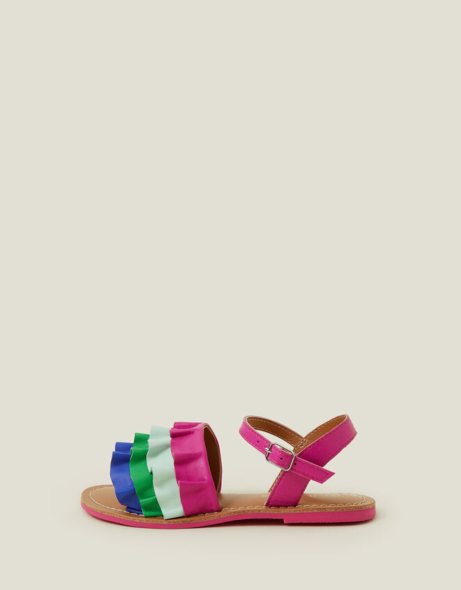 Leather Ruffle Sandals, Multi (BRIGHTS MULTI), large