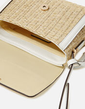 Vanessa Raffia Cross-Body Bag, White (WHITE), large