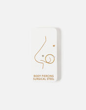 Stainless Steel Nose Stud and Hoop Set of Three, Gold (GOLD), large