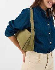 Suede Shoulder Bag, Green (GREEN), large