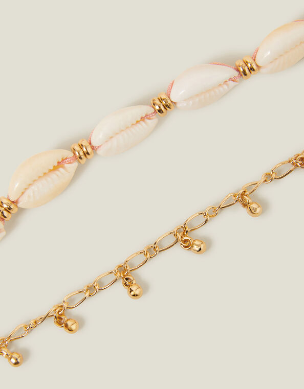 2-Pack Shell Charm Anklets, , large