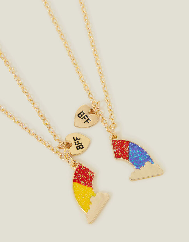 2-Pack Girls Rainbow "BFF" Necklace, , large