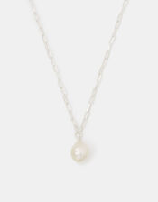 Sterling Silver Pearl Pendant Necklace, , large