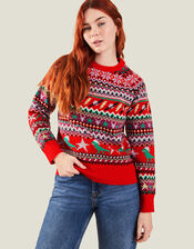 Christmas Dinosaur Knit Jumper, Red (RED), large