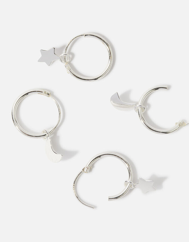Sterling Silver Celestial Hoops Set of Two, , large