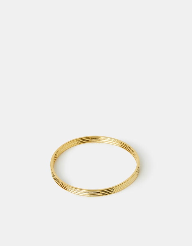 14ct Gold-Plated Ridge Bangle, , large