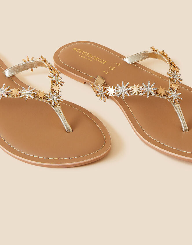 Star Embellished Sparkle Sandals, Gold (GOLD), large