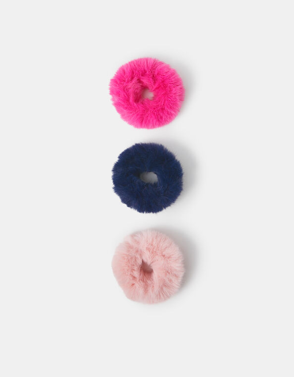 3-Pack Girls Fluffy Hair Scrunchies, , large