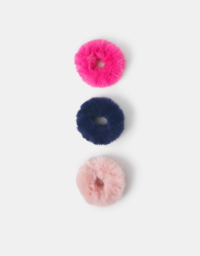 3-Pack Girls Fluffy Hair Scrunchies, , large