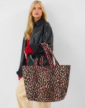 Merci Leopard Print Cotton Shopper Bag, , large