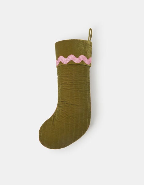 Embroidered Velvet Christmas Stocking, , large