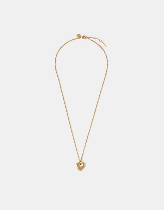 14ct Gold-Plated Chunky Heart Pendant Necklace, , large