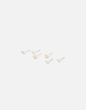 Sterling Silver Mixed Stud Set of Three, , large