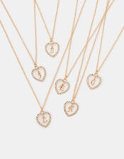 Girls Initial Charm Heart Pendant Necklace, Gold (GOLD), large
