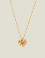 14ct Gold-Plated Ridge Heart Pendant Necklace, , large