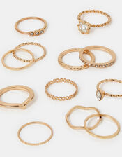 12-Pack Mix Crystal Rings, Gold (GOLD), large