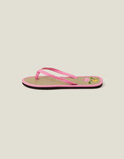 Floral Embroidered Seagrass Flip Flops, Pink (PINK), large