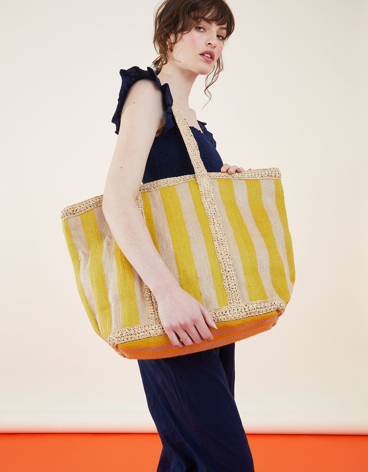 Striped Large Beach Tote Bag