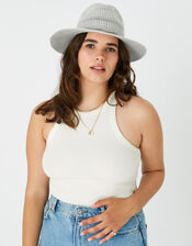 Packable Fedora Hat, Grey (LIGHT GREY), large