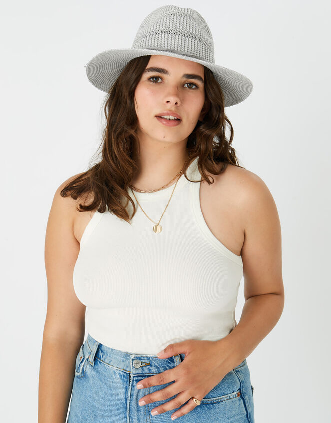 Packable Fedora Hat, Grey (LIGHT GREY), large