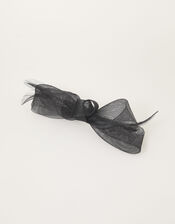 Light Feather Detail Bow Clip, Black (BLACK), large