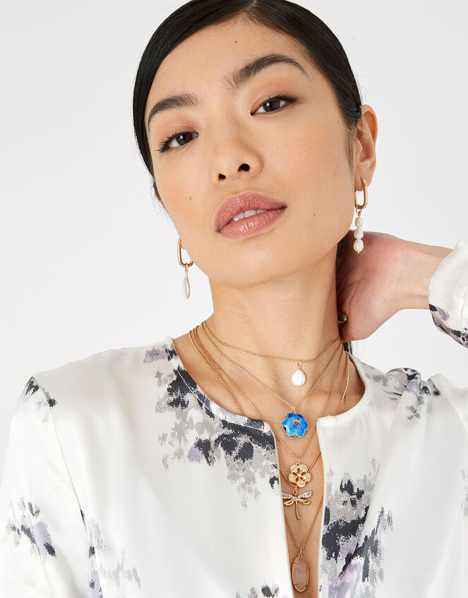 Flower and Dragonfly Necklace Set, , large