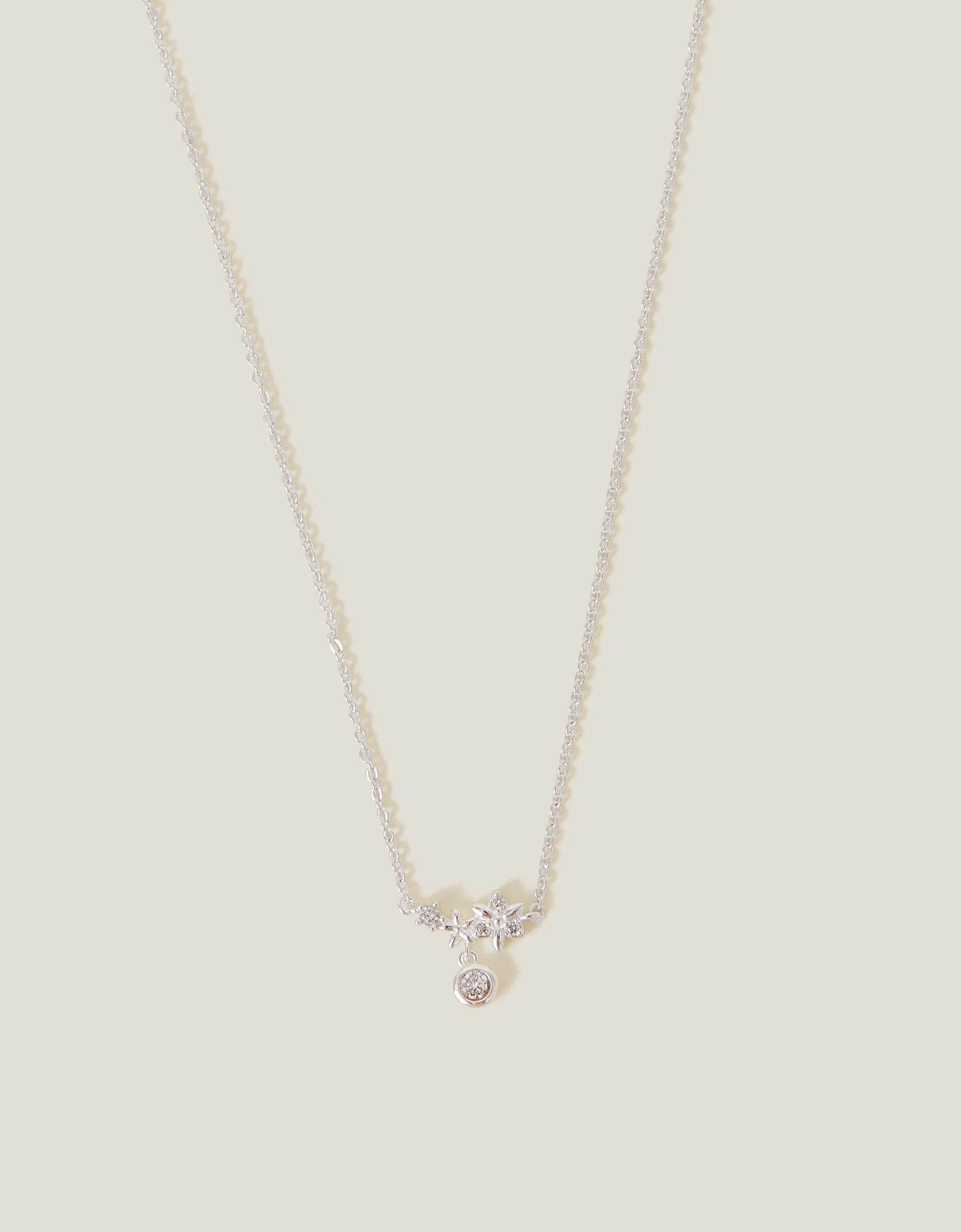 accessorize Sterling Silver-Plated Diamante Flower Necklace