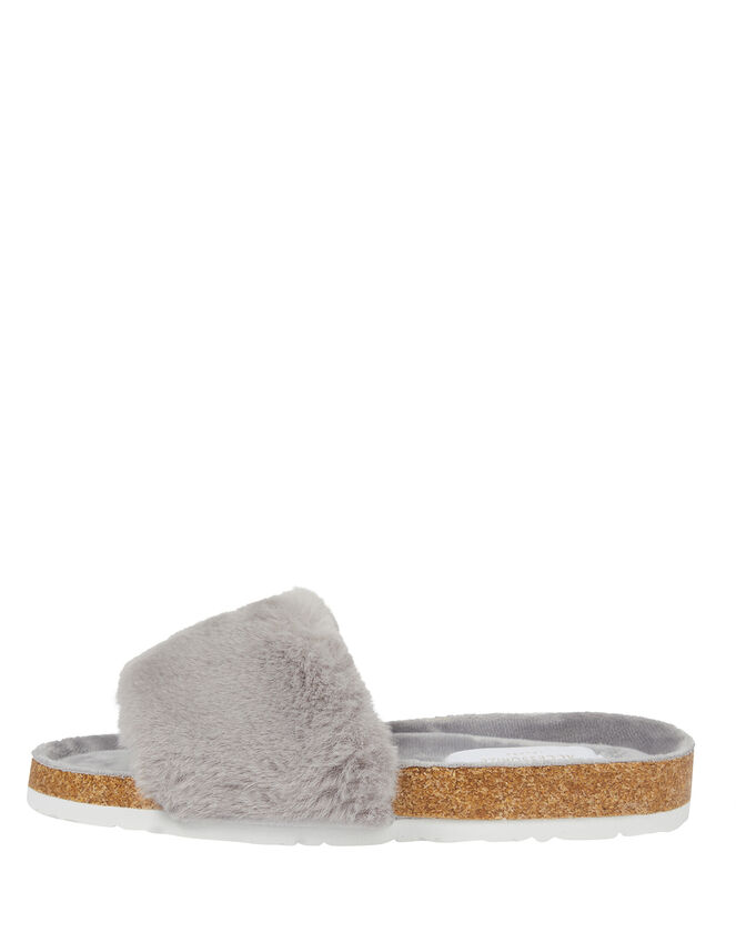 Faux Fur Sliders, Grey (GREY), large