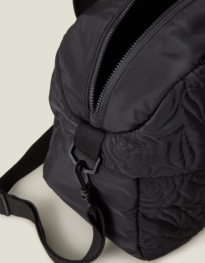 Floral Quilted Travel Bag, Black (BLACK), large