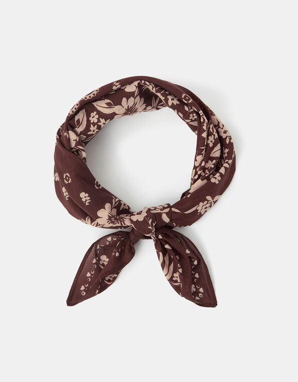 Small Floral Cotton Square Scarf, , large