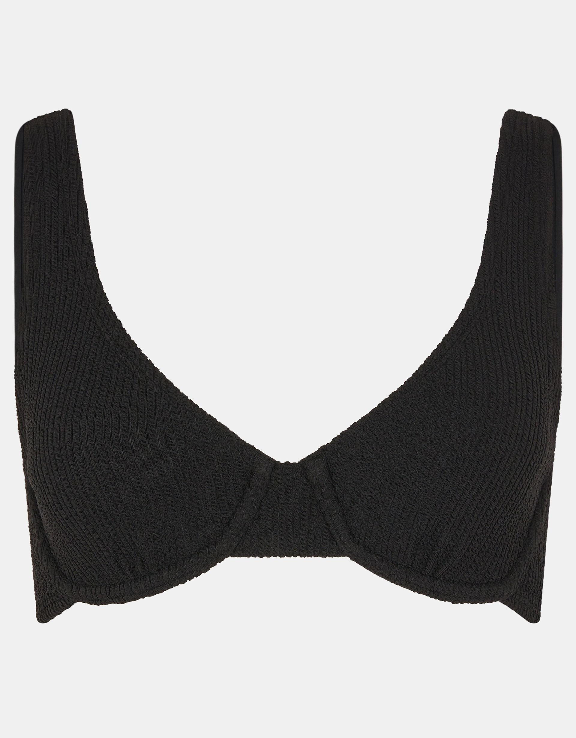 Seersucker Underwire Bikini Top, Black (BLACK), large