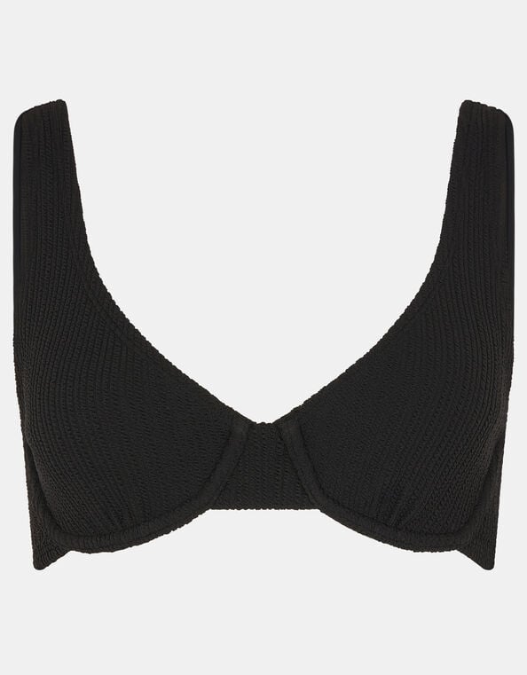 Seersucker Underwire Bikini Top, Black (BLACK), large